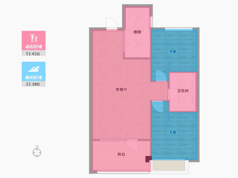 辽宁省-沈阳市-中梁华宇学府壹号砂川街20-2号（3）87m²-69.60-户型库-动静分区