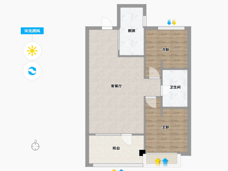 辽宁省-沈阳市-中梁华宇学府壹号砂川街20-2号（3）87m²-69.60-户型库-采光通风