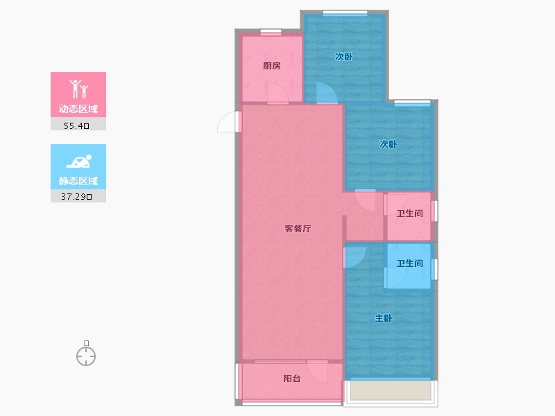 辽宁省-沈阳市-中梁华宇学府壹号砂川街20-1号（2）120m²-84.66-户型库-动静分区