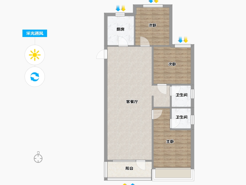 辽宁省-沈阳市-中梁华宇学府壹号砂川街20-1号（2）120m²-84.66-户型库-采光通风