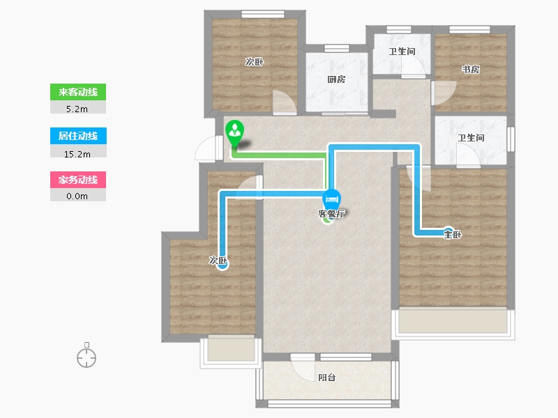 辽宁省-沈阳市-中梁华宇学府壹号砂川街20-3号（1）128m²-95.03-户型库-动静线