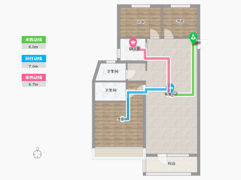 辽宁省-沈阳市-中梁华宇学府壹号砂川街20-2号（3）119m²-95.20-户型库-动静线