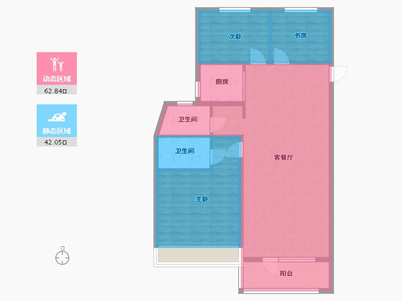 辽宁省-沈阳市-中梁华宇学府壹号砂川街20-2号（3）119m²-95.20-户型库-动静分区