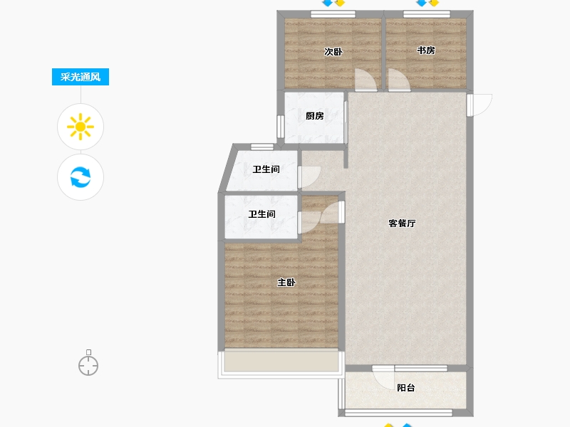 辽宁省-沈阳市-中梁华宇学府壹号砂川街20-2号（3）119m²-95.20-户型库-采光通风