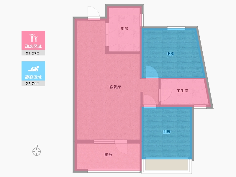 辽宁省-沈阳市-中梁华宇学府壹号砂川街20-1号（2）86m²-68.80-户型库-动静分区