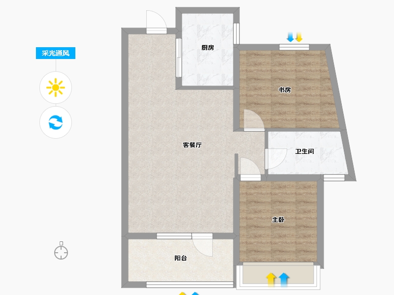 辽宁省-沈阳市-中梁华宇学府壹号砂川街20-1号（2）86m²-68.80-户型库-采光通风