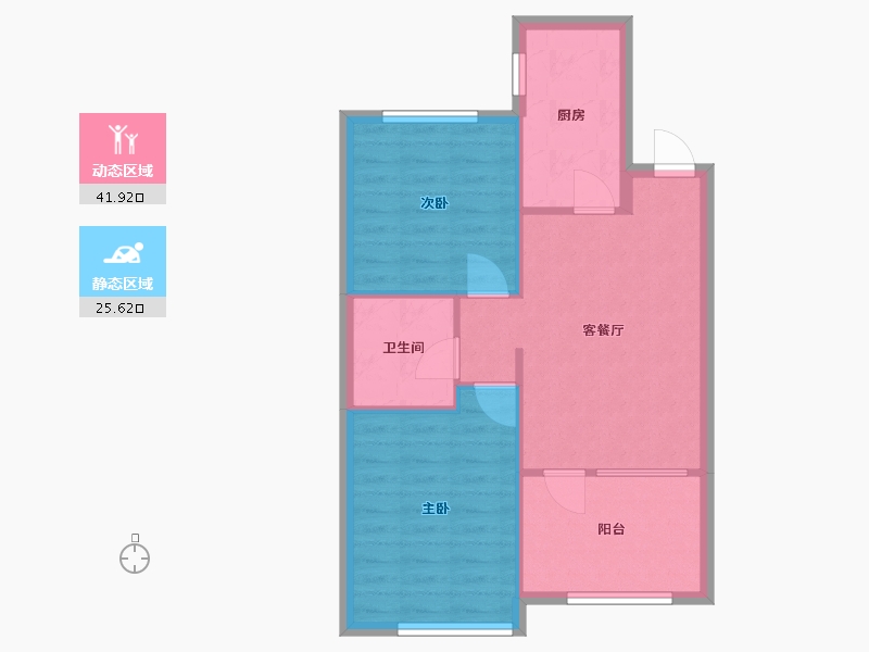 辽宁省-沈阳市-中冶上和郡仙岛南路(2,1)号楼80m²-61.09-户型库-动静分区