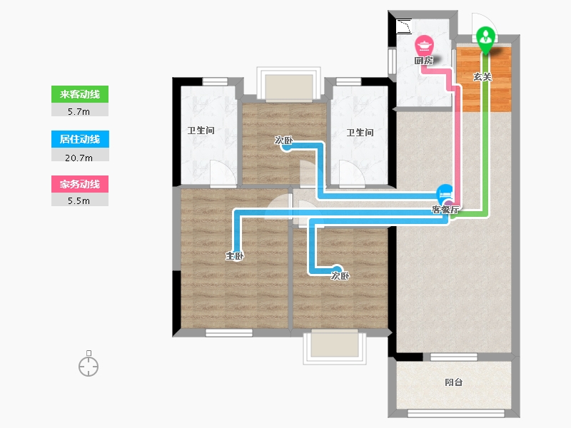 湖北省-武汉市-北辰孔雀城航天府-80.46-户型库-动静线