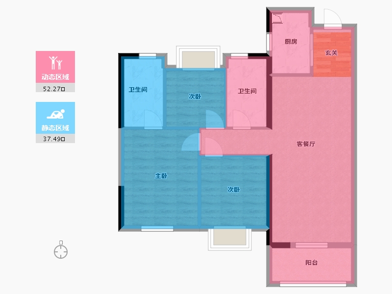 湖北省-武汉市-北辰孔雀城航天府-80.46-户型库-动静分区