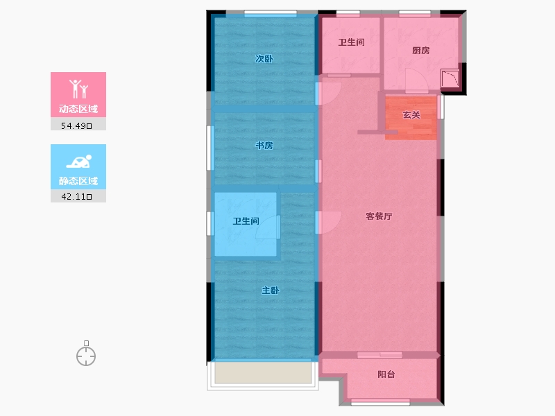 湖北省-武汉市-孔雀城江澜赋-85.53-户型库-动静分区