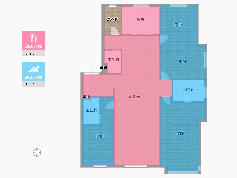 辽宁省-沈阳市-保利大都会白龙江街42-5号楼（21号楼）213m²-156.65-户型库-动静分区