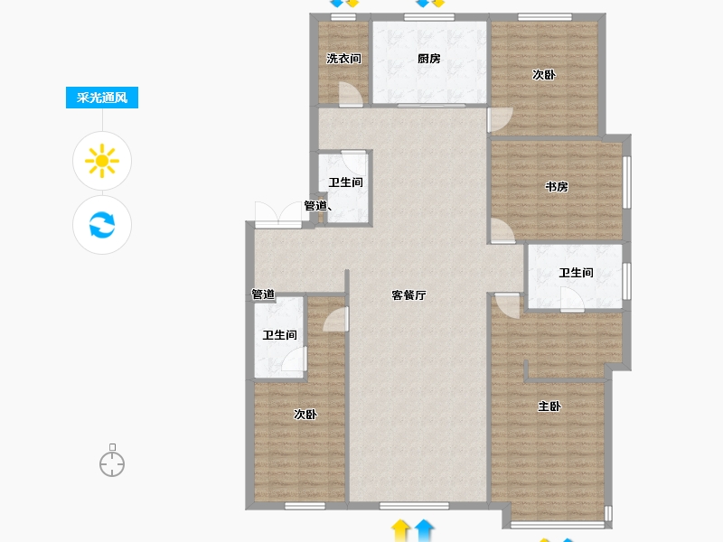 辽宁省-沈阳市-保利大都会白龙江街42-5号楼（21号楼）213m²-156.65-户型库-采光通风