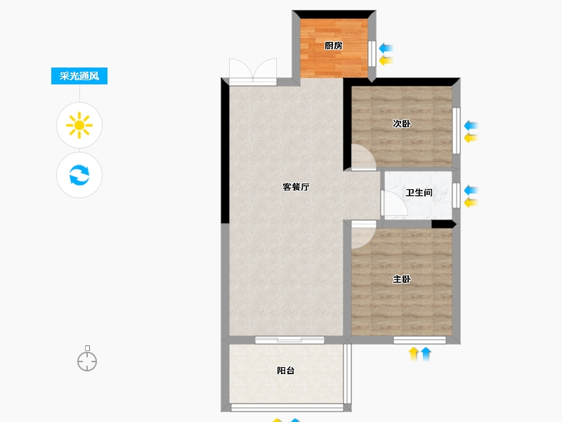 湖南省-长沙市-湘江东苑-63.32-户型库-采光通风