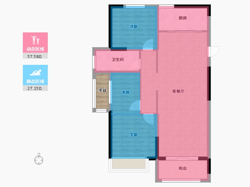 山东省-泰安市-新华学府上园-78.40-户型库-动静分区