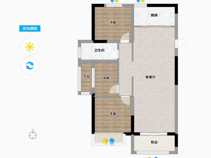 山东省-泰安市-新华学府上园-78.40-户型库-采光通风