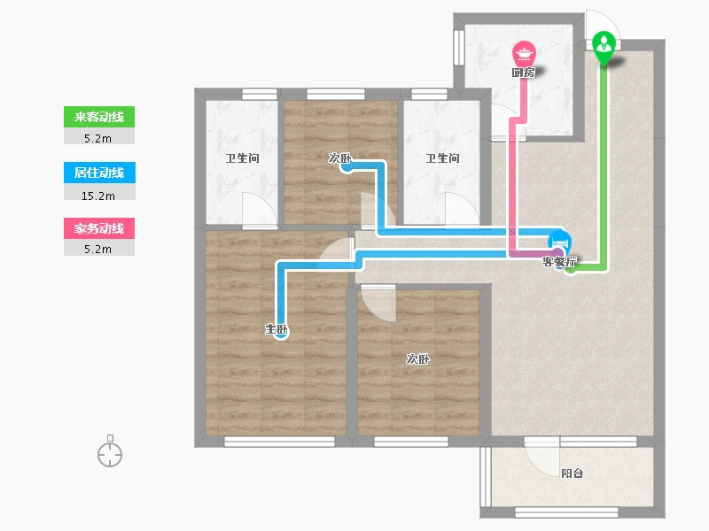 辽宁省-沈阳市-华润翡翠城121m²-83.06-户型库-动静线