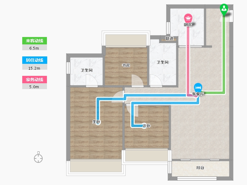 辽宁省-沈阳市-金科集美天城文大路222-9号（4号楼）120m²-83.47-户型库-动静线