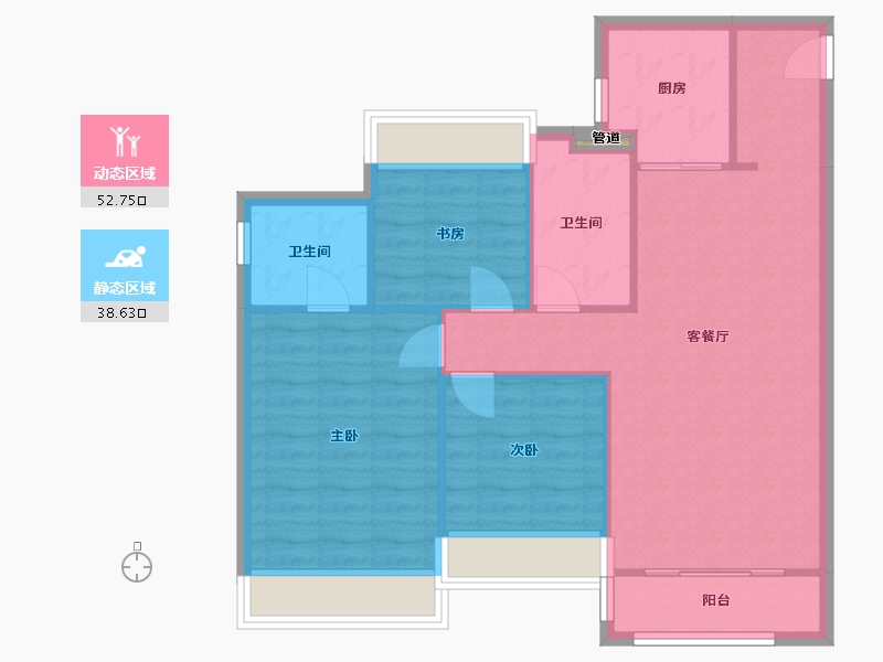 辽宁省-沈阳市-金科集美天城文大路222-9号（4号楼）120m²-83.47-户型库-动静分区