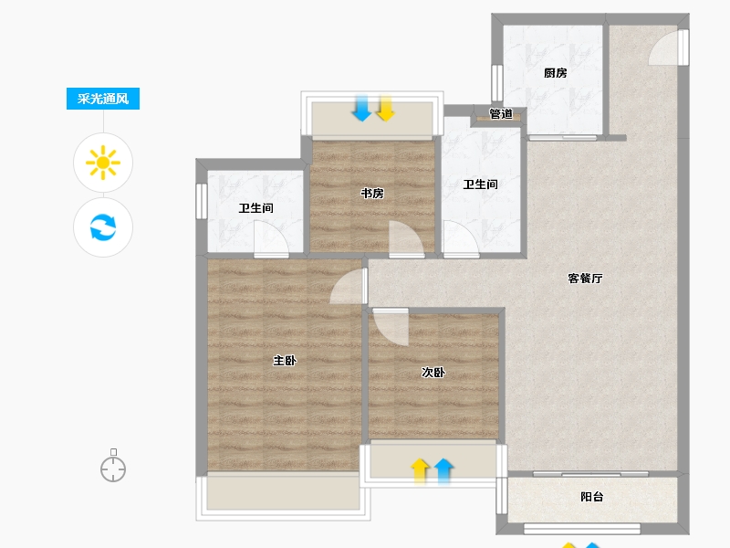 辽宁省-沈阳市-金科集美天城文大路222-9号（4号楼）120m²-83.47-户型库-采光通风