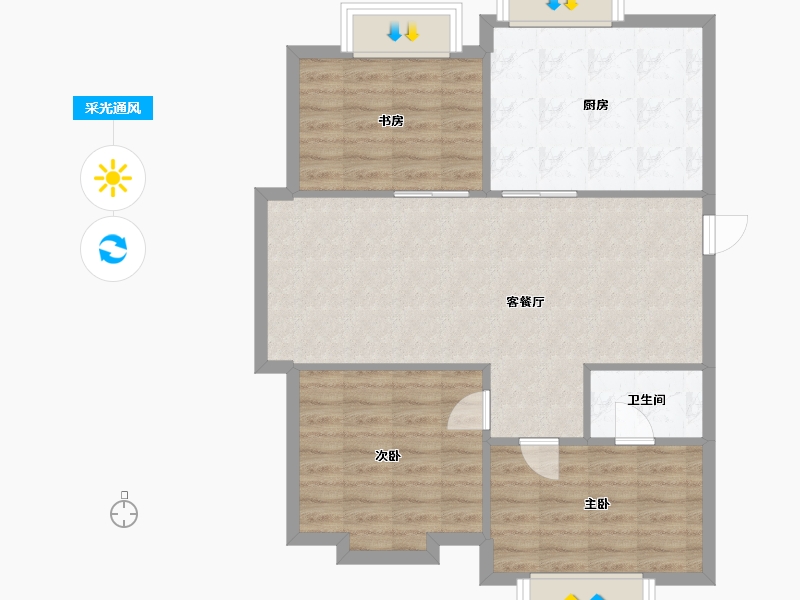 辽宁省-沈阳市-大学经典99m²-79.21-户型库-采光通风