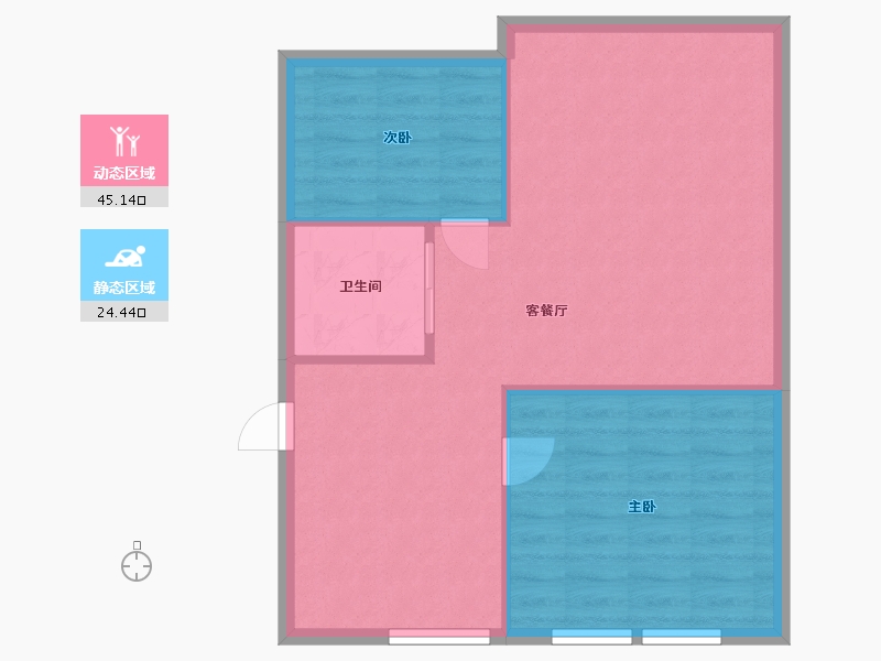 辽宁省-沈阳市-大学经典80m²-64.00-户型库-动静分区