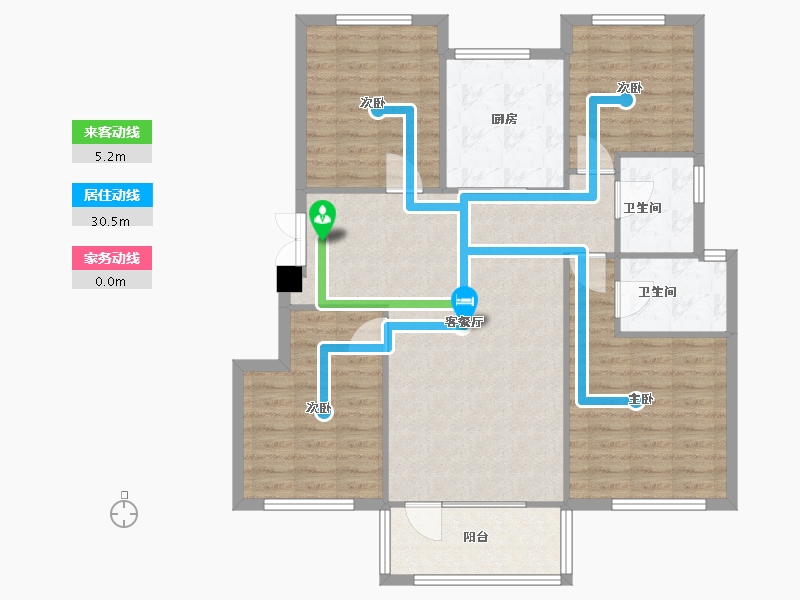 辽宁省-沈阳市-华润翡翠城136m²-107.33-户型库-动静线