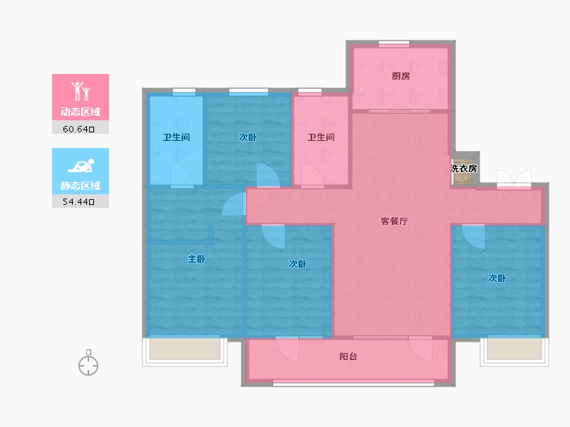 辽宁省-沈阳市-美的瀚堂万山路（15，8）号楼137m²-105.78-户型库-动静分区