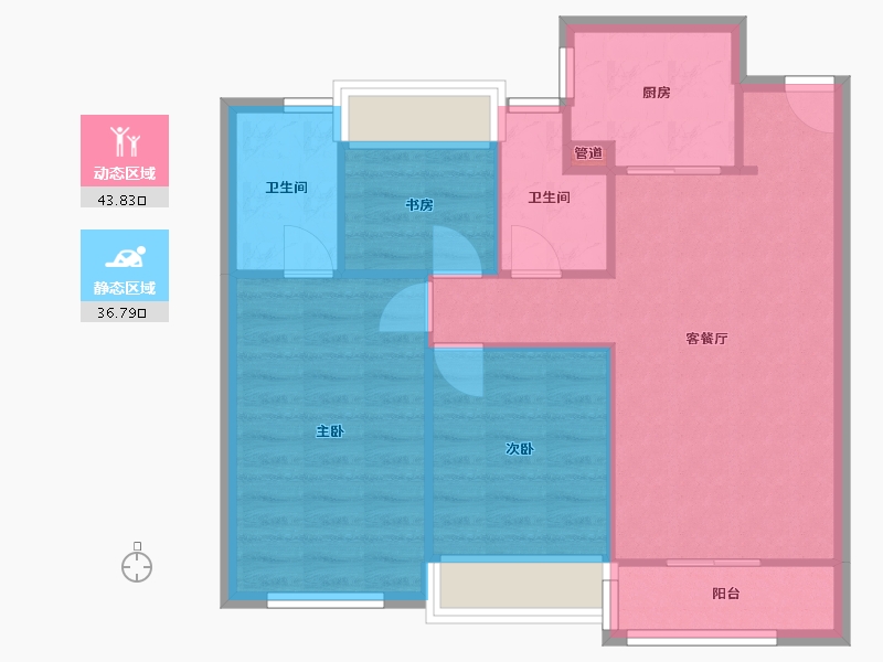 辽宁省-沈阳市-金科集美天城102m²-72.97-户型库-动静分区