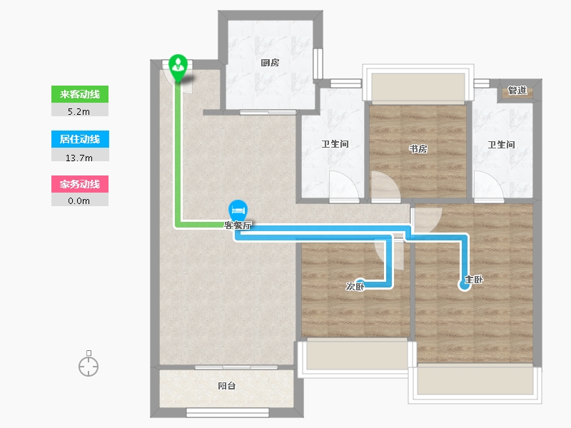 辽宁省-沈阳市-金科集美天城文大路（16,4,10）号楼108m²-74.64-户型库-动静线