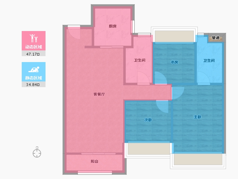 辽宁省-沈阳市-金科集美天城文大路（16,4,10）号楼108m²-74.64-户型库-动静分区