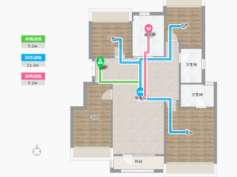 辽宁省-沈阳市-金科集美天城文大路222-26号（17号楼）132m²-97.57-户型库-动静线