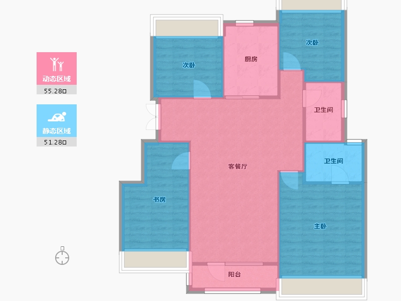 辽宁省-沈阳市-金科集美天城文大路222-26号（17号楼）132m²-97.57-户型库-动静分区