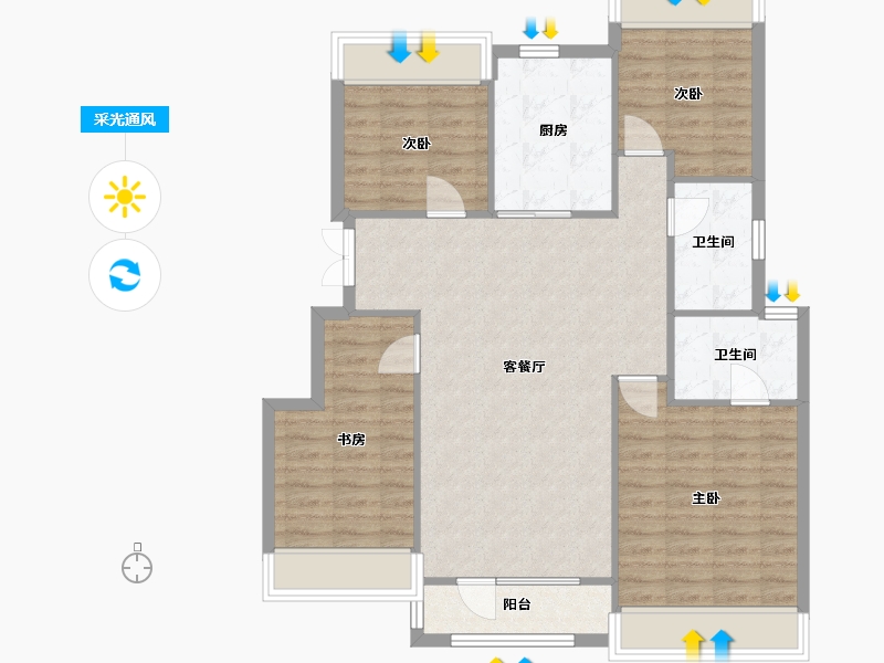 辽宁省-沈阳市-金科集美天城文大路222-26号（17号楼）132m²-97.57-户型库-采光通风