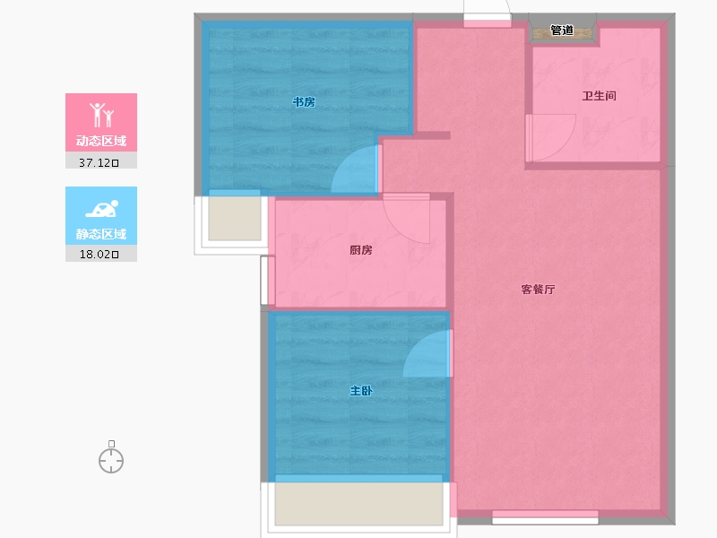 辽宁省-沈阳市-郡源悦城黄河北大街286-1号（1号楼）75m²-50.01-户型库-动静分区