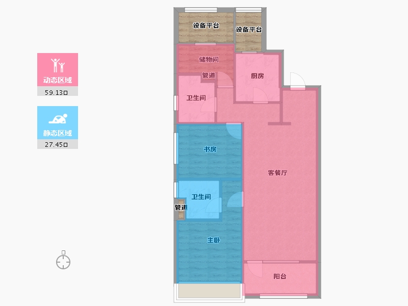 辽宁省-沈阳市-郡源悦城黄河北大街（3,2,16）号楼109m²-85.97-户型库-动静分区