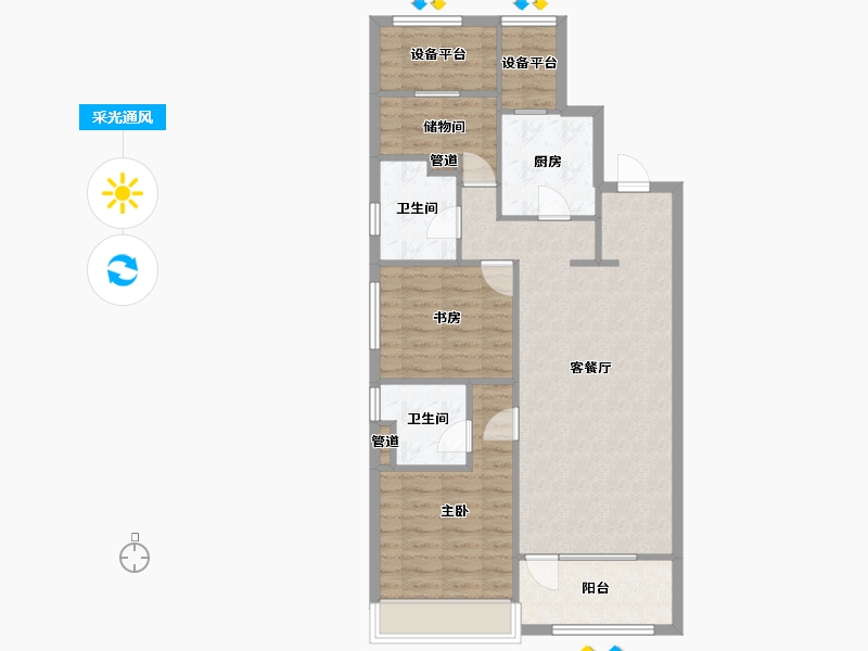 辽宁省-沈阳市-郡源悦城黄河北大街（3,2,16）号楼109m²-85.97-户型库-采光通风