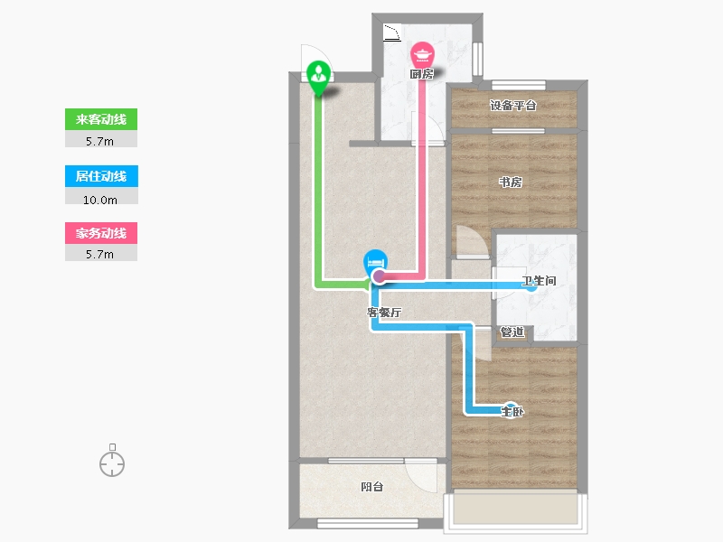 辽宁省-沈阳市-郡源悦城黄河北大街（7,2,11,16）号楼88m²-66.94-户型库-动静线