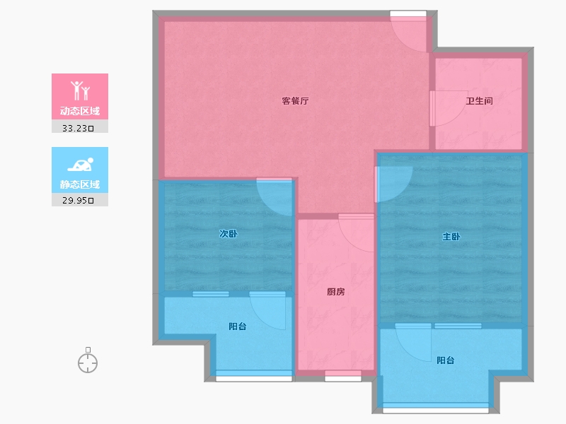 辽宁省-沈阳市-郡源悦城黄河北大街（10,13）号73m²-57.07-户型库-动静分区