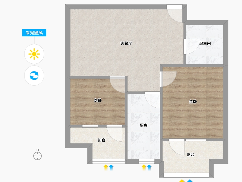 辽宁省-沈阳市-郡源悦城黄河北大街（10,13）号73m²-57.07-户型库-采光通风