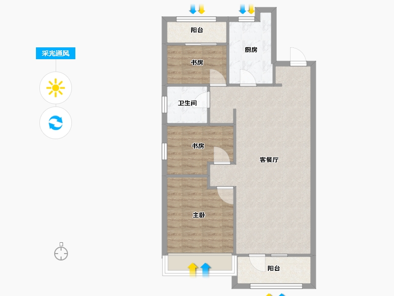 辽宁省-沈阳市-郡源悦城黄河北大街（7,11）号楼96m²-74.31-户型库-采光通风