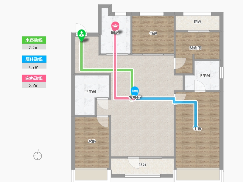 辽宁省-沈阳市-郡源悦城黄河北大街286-11号（11号楼）120m²-101.89-户型库-动静线