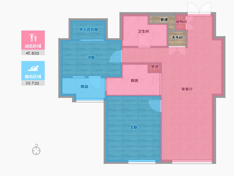 辽宁省-沈阳市-乐天圣苑109m²-71.40-户型库-动静分区