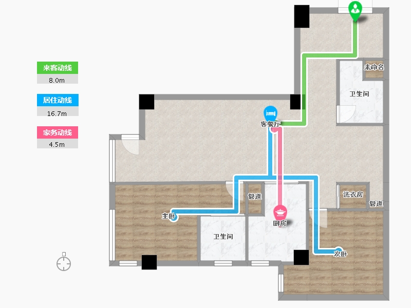 辽宁省-沈阳市-乐天圣苑148m²-96.72-户型库-动静线