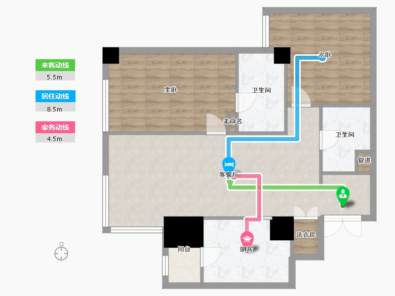 辽宁省-沈阳市-乐天圣苑132m²-84.20-户型库-动静线