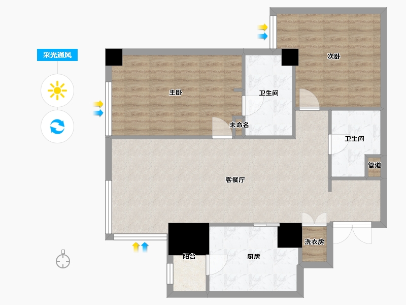 辽宁省-沈阳市-乐天圣苑132m²-84.20-户型库-采光通风