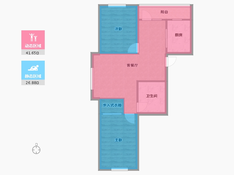 辽宁省-沈阳市-雷凯铂院88m²-61.38-户型库-动静分区