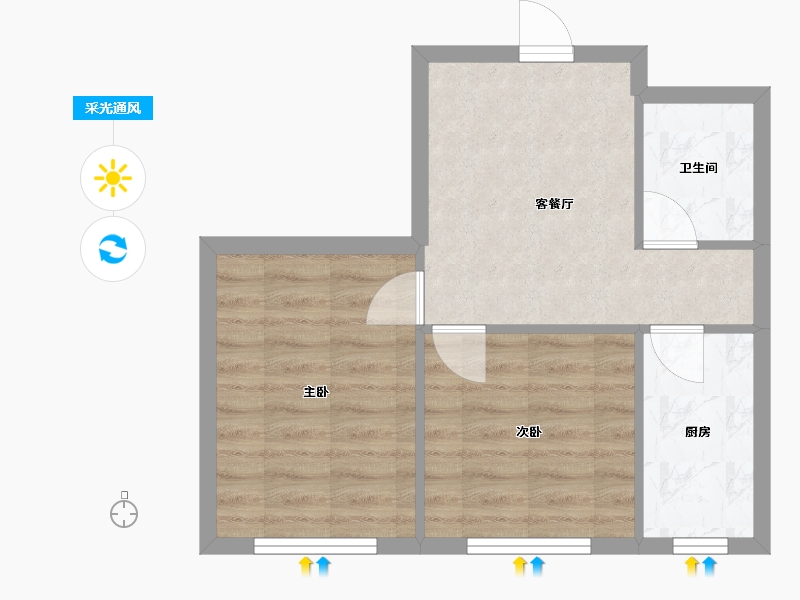 辽宁省-沈阳市-雷凯铂院62m²-43.65-户型库-采光通风