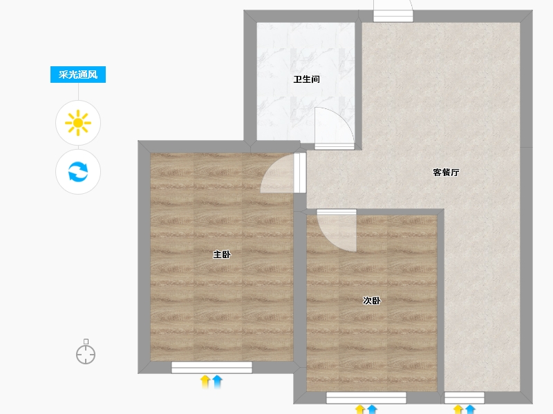 辽宁省-沈阳市-雷凯铂院66m²-44.99-户型库-采光通风