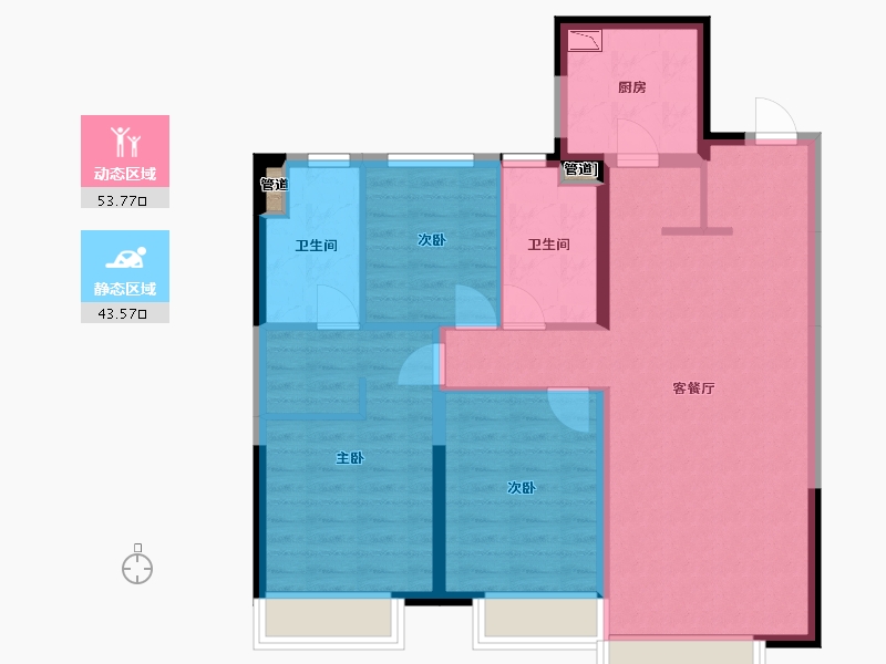 辽宁省-沈阳市-美的瀚堂万山路22-11号（11号楼）122m²-87.39-户型库-动静分区