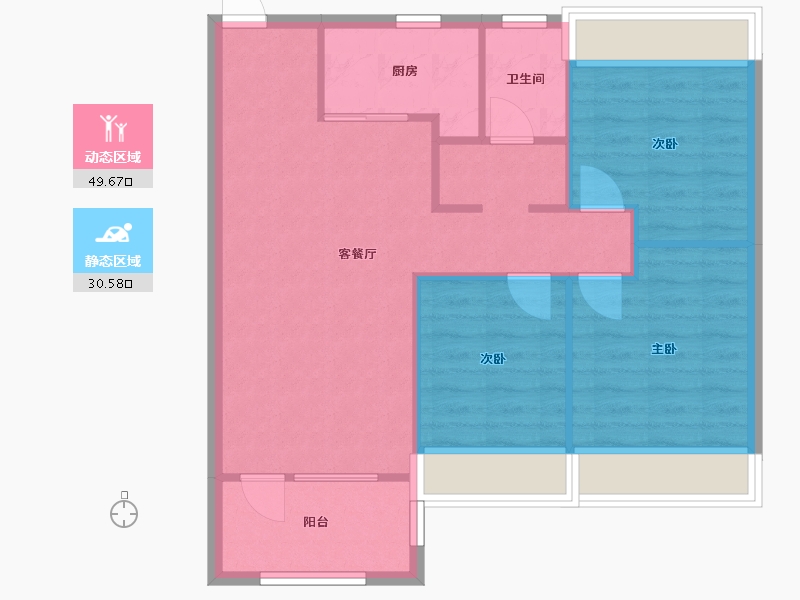 辽宁省-沈阳市-荣盛城（三期）梅江街（11,13,18,16,8)103m²-72.74-户型库-动静分区